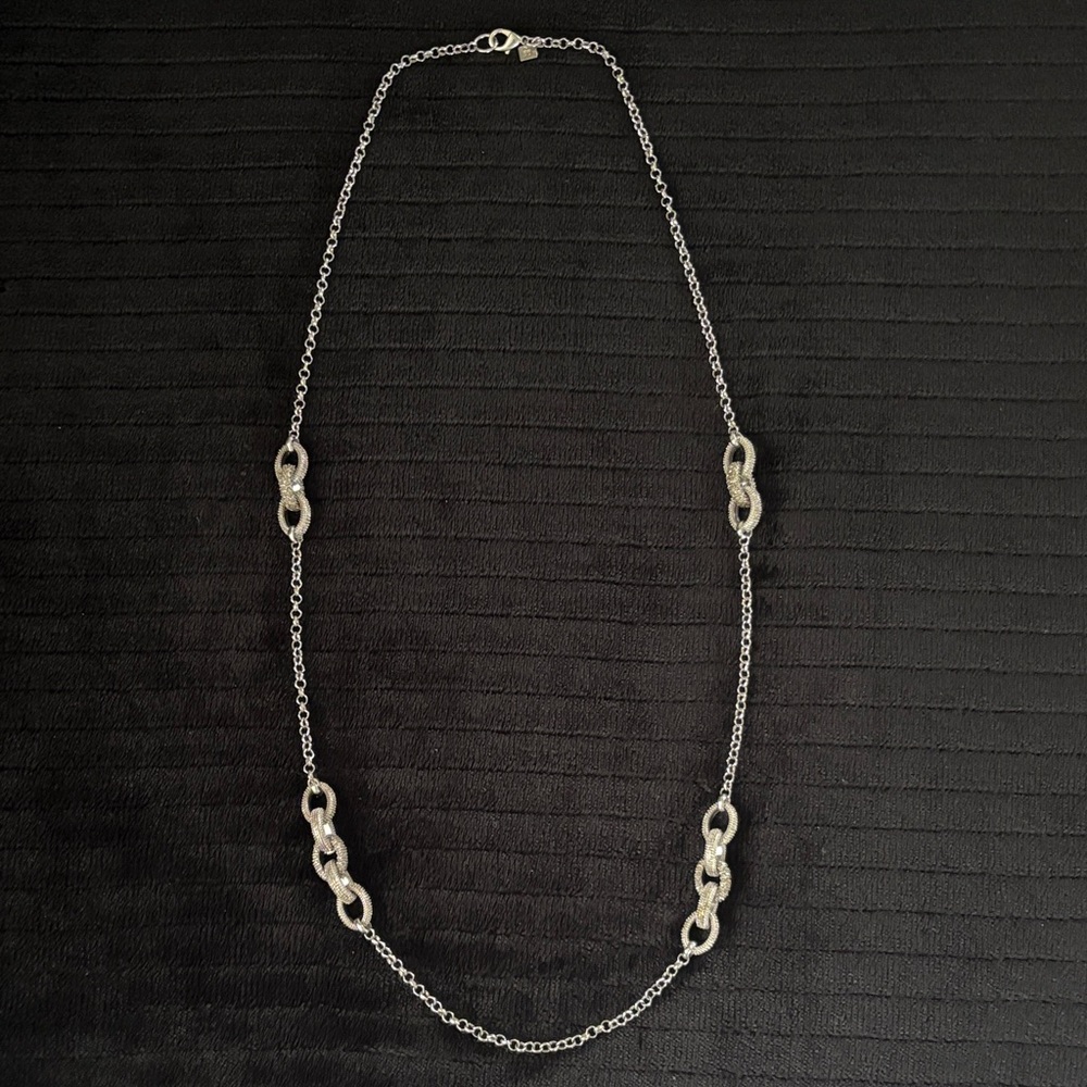 Elegant Silver Chain Necklace 36” length unclasped
